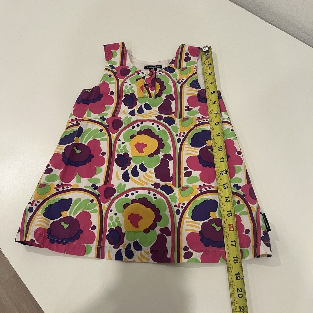 The Marimekko Girls Poppy Shift Dress 3 Years 98 Artsy Party Abstract Colorful - Picture 7 of 7